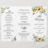 Elegant Sunflower Floral Wedding Ceremony Programm (Voorkant)