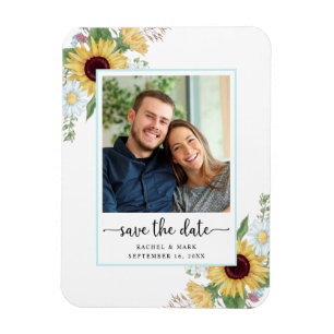 Elegant Sunflower Floral Wedding Save the Date Magneet