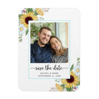 Elegant Sunflower Floral Wedding Save the Date Magneet