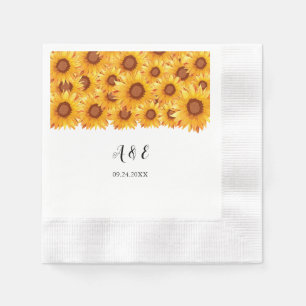 Elegant Sunflower Florals Wedding Napkins Servet