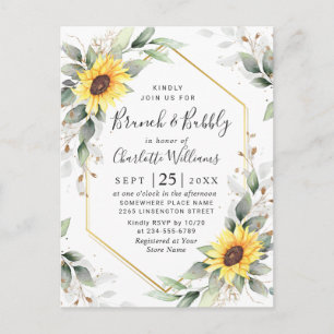 Elegant Sunflower Golden Greenery Brunch & Bubble Briefkaart