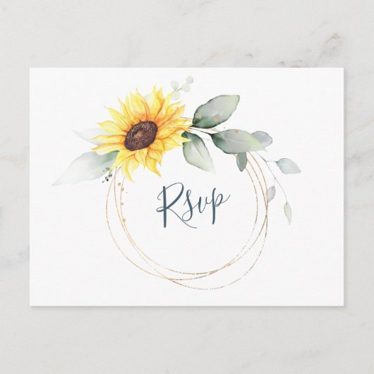 Elegant Sunflower Greeneral Floral Waterverf RSVP Briefkaart (Voorkant)