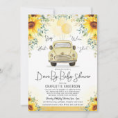 Elegant Sunflower Greenery drive by Baby shower Kaart (Voorkant)