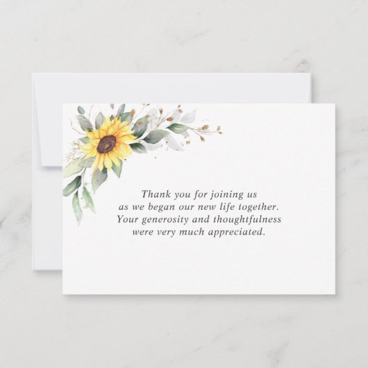 Elegant Sunflower Greenery Floral Bedankkaart (Achterkant)