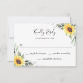 Elegant Sunflower Greenery Floral Wedding RSVP Kaartje (Achterkant)