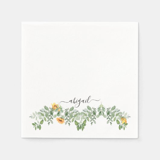 Elegant Sunflower in Foliage Custom Shower Servet (Voorkant)