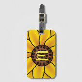 Elegant Sunflower Monogram Bagagelabel (Voorkant (verticaal))