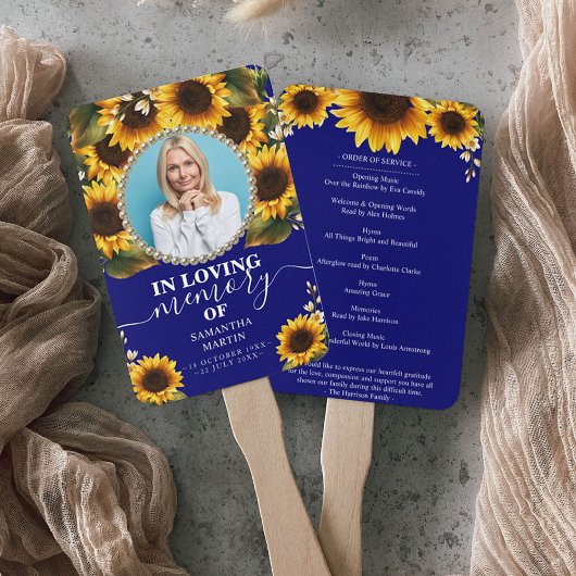 Elegant Sunflower Navy Celebration of Life Handwaaier