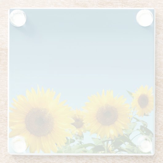 Elegant Sunflower op Sky Blue Shades Glazen Onderzetter (Achterkant)