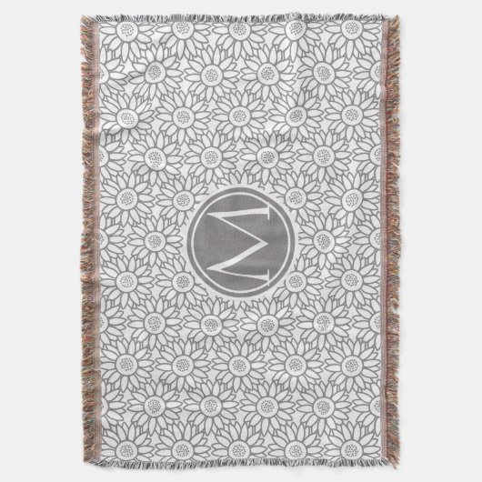 Elegant Sunflower Pattern Monogrammed Deken (Voorkant Verticaal)