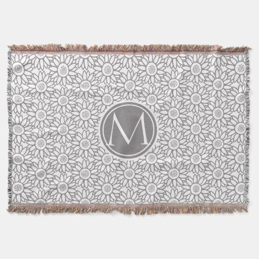 Elegant Sunflower Pattern Monogrammed Deken (Voorkant)