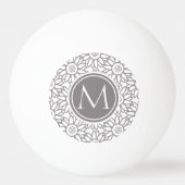 Elegant Sunflower Pattern Monogrammed Pingpongballen (Voorkant)