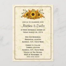 Elegant Sunflower Rehearings Dinner Invitation