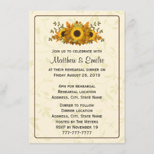 Elegant Sunflower Rehearings Dinner Invitation Kaart