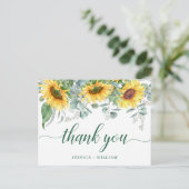 Elegant Sunflower Rustic Wedding Bedankt Briefkaart (Staand voorkant)