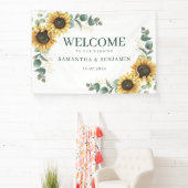 Elegant Sunflower Watercolor Wedding Custom Spandoek (Insitu)