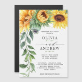 Elegant Sunflower Waterverf Modern Wedding Invite (Voorkant / Achterkant)
