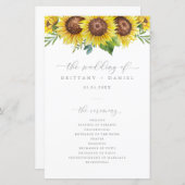 Elegant Sunflower Wedding Ceremony Programme (Voorkant / Achterkant)