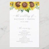 Elegant Sunflower Wedding Ceremony Programme (Voorkant)