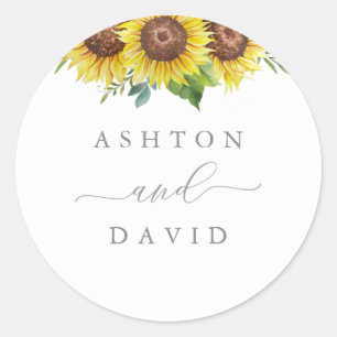 Elegant Sunflower Wedding Ronde Sticker