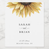Elegant Sunflower Wedding Wijn Etiket (Enkel label)