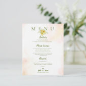Elegant Sunflower Yellow Floral Wedding Party Menu (Staand voorkant)