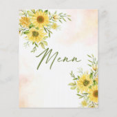 Elegant Sunflower Yellow Floral Wedding Party Menu (Achterkant)
