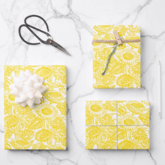  Elegant Sunflower Yellow Inpakpapier Vel (Voorkant)
