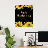 Elegant Sunflowers and Foliage Thanksgiving Party Poster (Thuiskantoor)