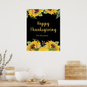 Elegant Sunflowers and Foliage Thanksgiving Party Poster (Keuken)