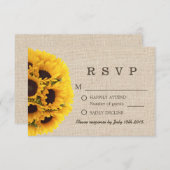Élégant Sunflowers Burlap Wedding RSVP (Devant / Derrière)