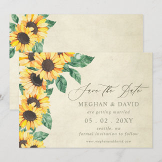 Elegant Sunflowers Garden Floral Save the Date Aankondiging