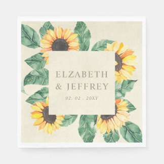 Elegant Sunflowers Garden Floral Wedding Servet