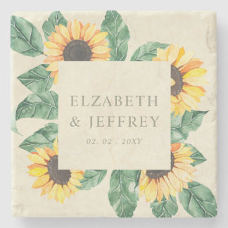 Elegant Sunflowers Garden Floral Wedding Stenen Onderzetter