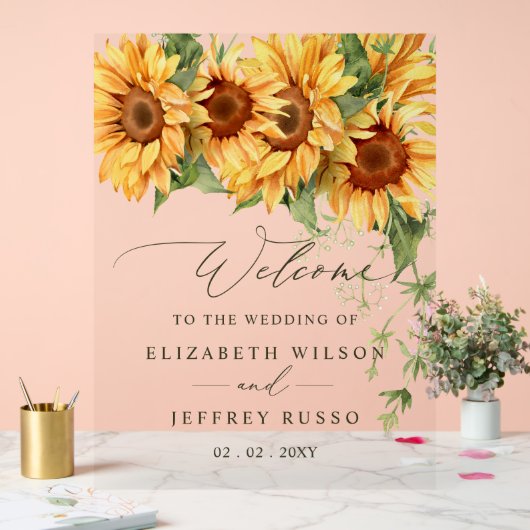 Elegant Sunflowers Garden Wedding Welcome Sign (Mariage)