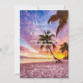 Elegant Sunset Beach and Stars Summer Wedding Kaart (Voorkant)