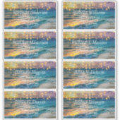 Elégant Sunset Beach Mariage d'été Étiquette de ad (Devant)