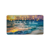 Elegant Sunset Beach String Lights Summer Wedding Etiket (Voorkant)