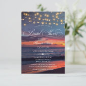 Elegant Sunset Beach String Lights Vrijgezellenfee Kaart (Staand voorkant)