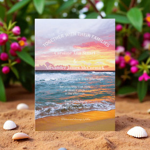 Elegant Sunset Beach Summer Nautical Wedding Kaart
