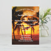 Elegant Sunset Beach Summer Tropical Wedding Kaart (Staand voorkant)