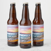 Elegant Sunset Beach Tropische Zomer Elegant Bier Etiket (Flessen)