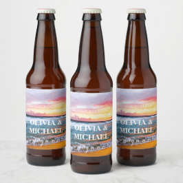 Elegant Sunset Beach Tropische Zomer Elegant Bier Etiket