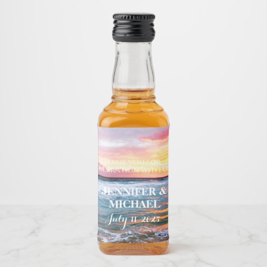 Elegant Sunset Beach Tropische Zomer Elegant Likeurfles Etiket (Voorkant)