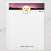 Elegant Sunset Monogram  Briefhoofd (Voorkant / Achterkant)