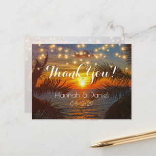 Elegant Sunset Palm Beach Summer Weddenschap Bedan Briefkaart