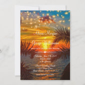Elegant Sunset Tropical Beach Wedding Kaart (Voorkant)