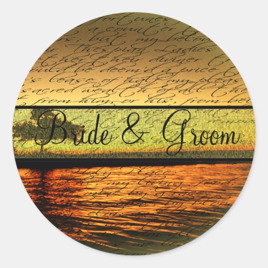 Elegant Sunset Wedding Stickers (Voorkant)