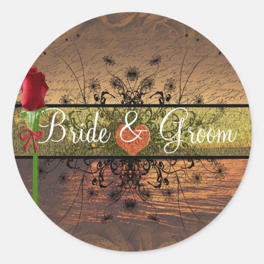 Elegant Sunset Wedding Stickers (Voorkant)
