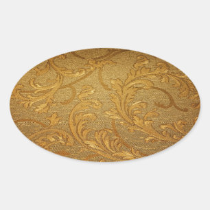 , elegant, supergouden, Victoriaans, velvet Ovale Sticker